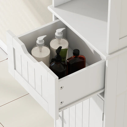 67" Tall Narrow Bathroom Storage Cabinet, LED Light, Adjustable Shelf, Drawer Freestanding Bathroom Cabinets at Gallery Canada