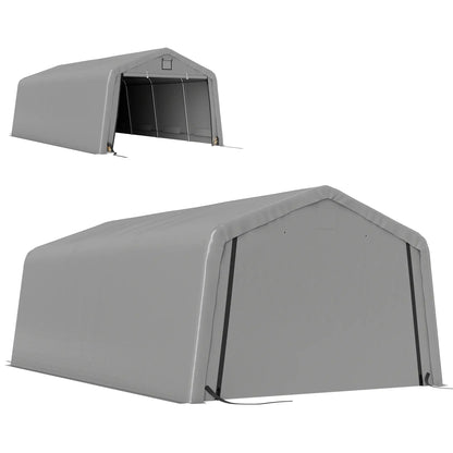 12' x 20' Portable Garage, Heavy Duty Carport Canopy, Light Grey Car Shelters Light Grey at Gallery Canada