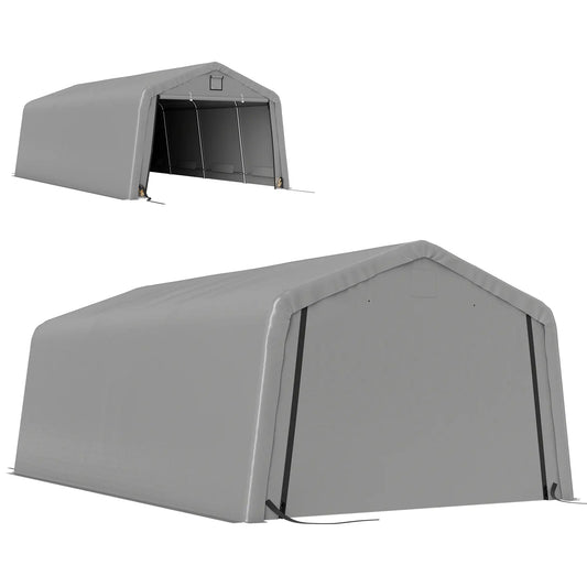 12' x 20' Portable Garage, Heavy Duty Carport Canopy, Light Grey Car Shelters Light Grey at Gallery Canada