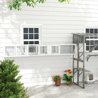 Cat Tunnel, Outdoor Enclosure, 98", 8 Doors, Combinable, White Outdoor Cat Enclosures at Gallery Canada