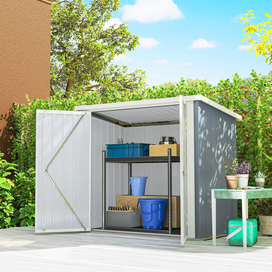 5' x 3' Metal Garden Storage Shed, Tool House With Double Doors