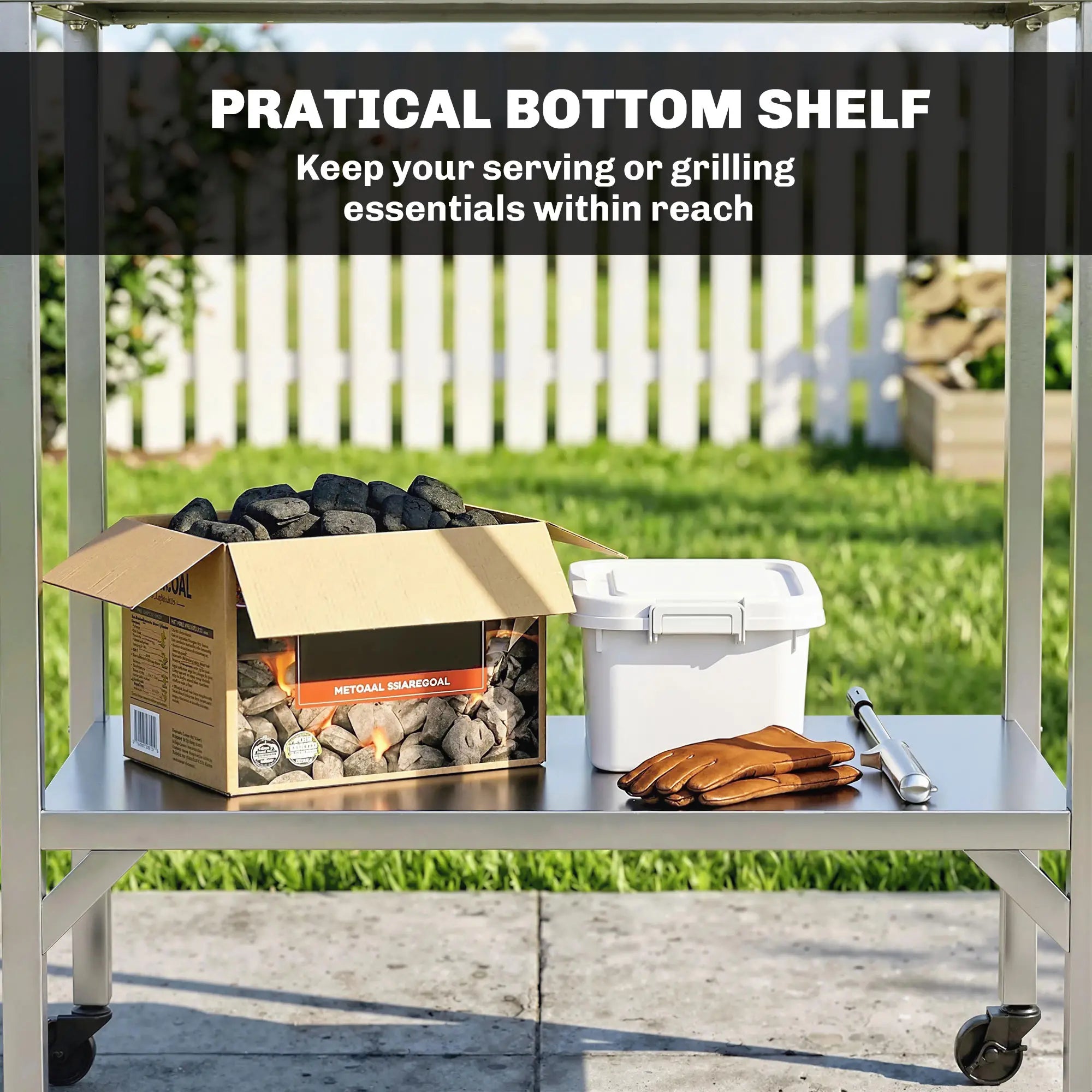 Outdoor Grill Cart, Stainless Steel Tabletop, Pizza Oven Stand, Lockable Wheels Outdoor Grill Carts at Gallery Canada