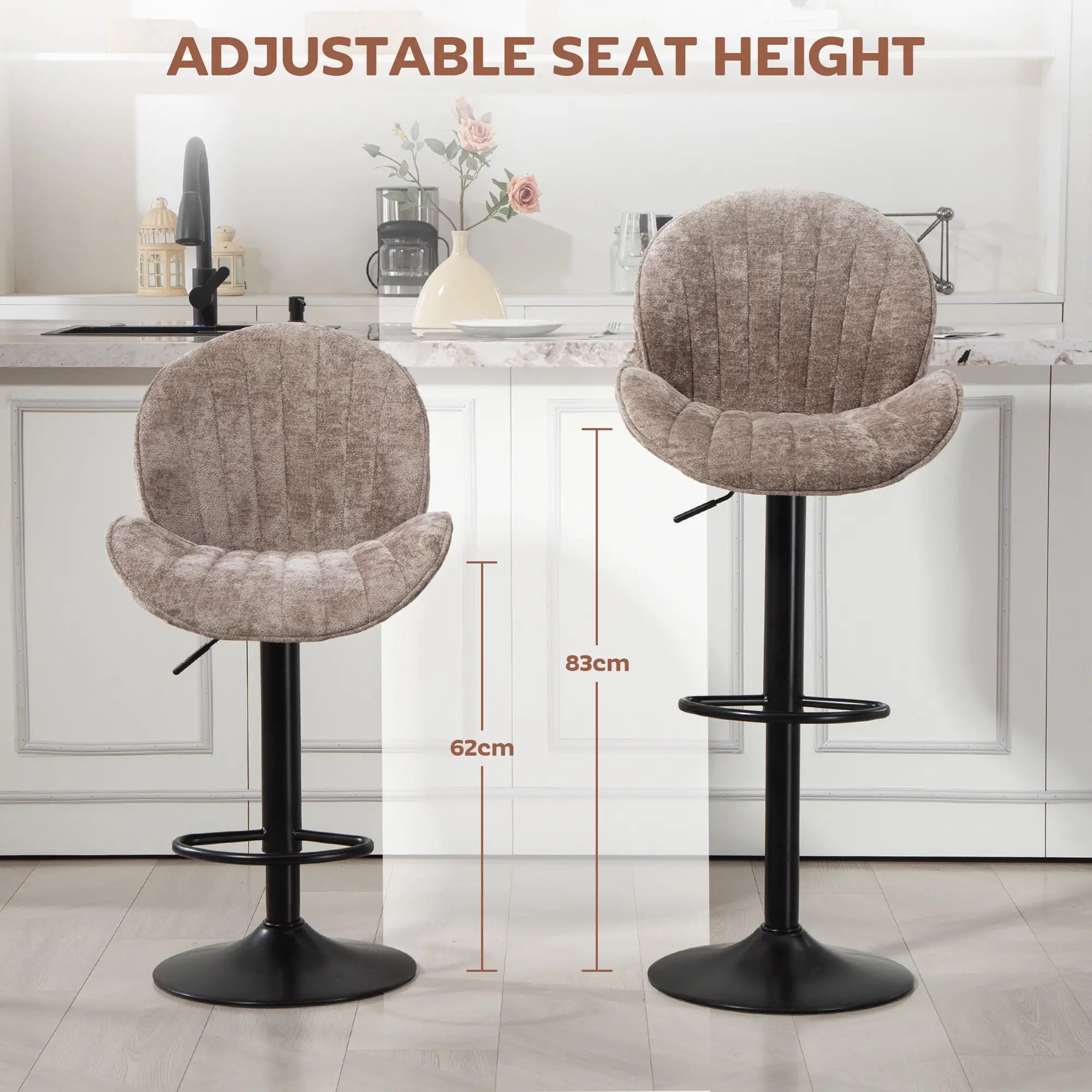 Swivel Bar Stools Set Of 2, Adjustable Height, Brown Bar Stools at Gallery Canada
