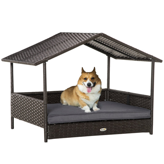 Wicker Pet House Dog Bed for Indoor/Outdoor Rattan Furniture with Cushion - Gallery Canada