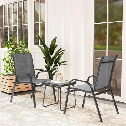 Outdoor Bistro Set, 3-Piece Patio Set, Mesh Fabric, Light Grey Bistro Sets at Gallery Canada