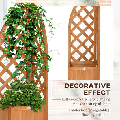 Wooden Raised Garden Bed With Trellis, Outdoor Planter Box For Patio, Balcony Wooden Planter Boxes at Gallery Canada