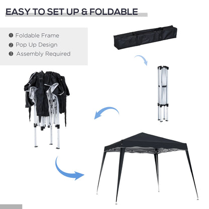 8' x 8' Pop Up Canopy, Foldable Outdoor Tent, Portable with Carrying Bag, Black Pop Up Canopies at Gallery Canada