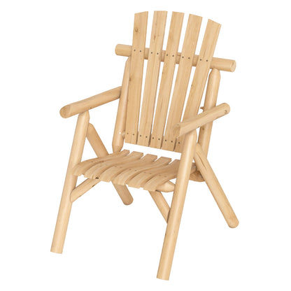 Chaise de patio en bois avec dossier à lattes, naturelle
