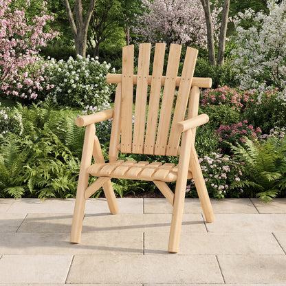Chaise de patio en bois avec dossier à lattes, naturelle