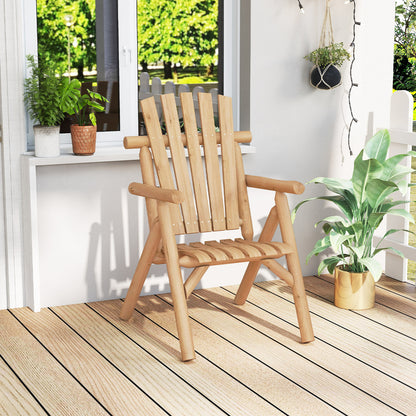 Chaise de patio en bois avec dossier à lattes, naturelle