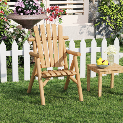 Chaise de patio en bois avec dossier à lattes, naturelle