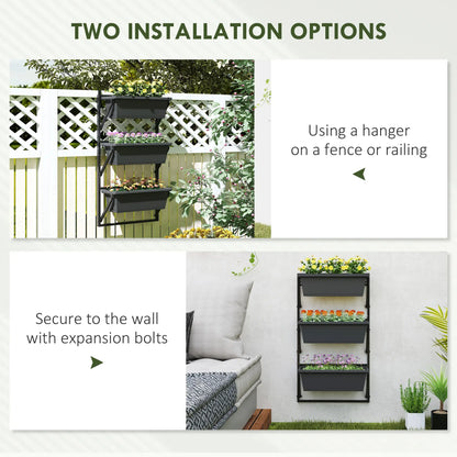 3-Tier Wall Planter Box, 3 Pots, Vertical Outdoor, Dark Grey Garden Accessories at Gallery Canada