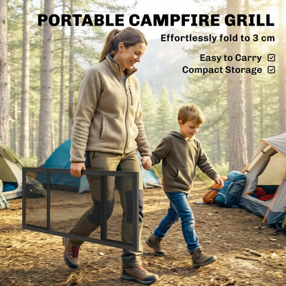 36" x 18" Folding Campfire Grill, Heavy Duty Carbon Steel Grate, Black Charcoal BBQ Grils at Gallery Canada