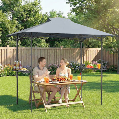 5 x 8.5 ft Pop Up Grill Gazebo, 2 Shelves, UPF 50+, Dark Grey