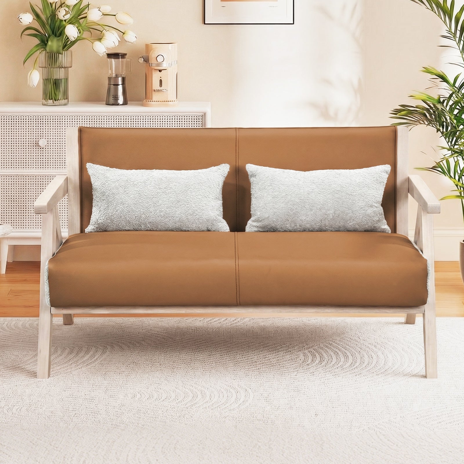 Small Loveseat Sofa, Rubber Wood Frame, Padded Seat, Brown Sofas & Loveseats at Gallery Canada