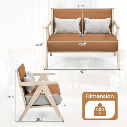 Small Loveseat Sofa, Rubber Wood Frame, Padded Seat, Brown Sofas & Loveseats at Gallery Canada