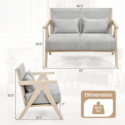 Loveseat Sofa, Rubber Wood Frame, Padded Seat, Gray Sofas & Loveseats at Gallery Canada
