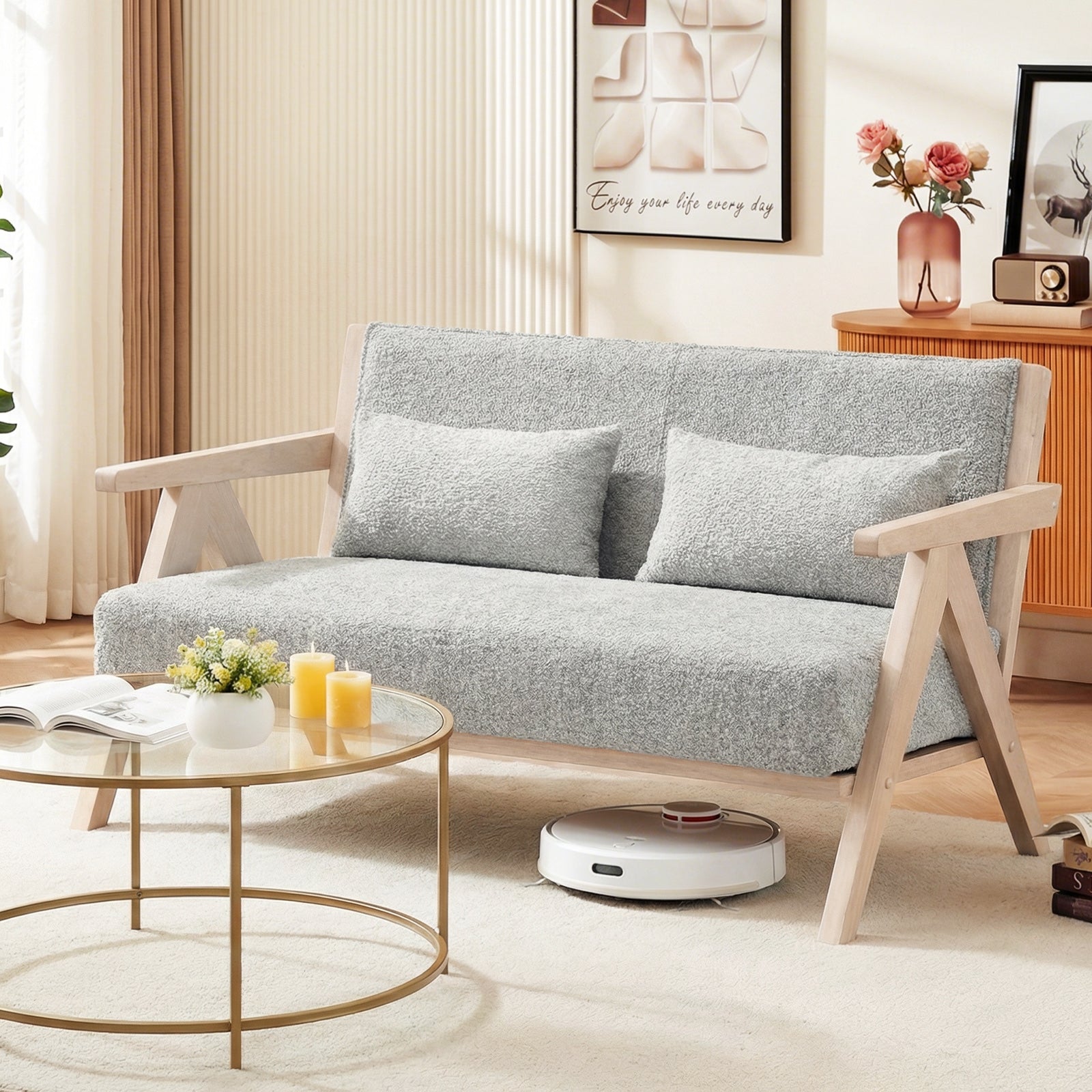Loveseat Sofa, Rubber Wood Frame, Padded Seat, Gray Sofas & Loveseats at Gallery Canada