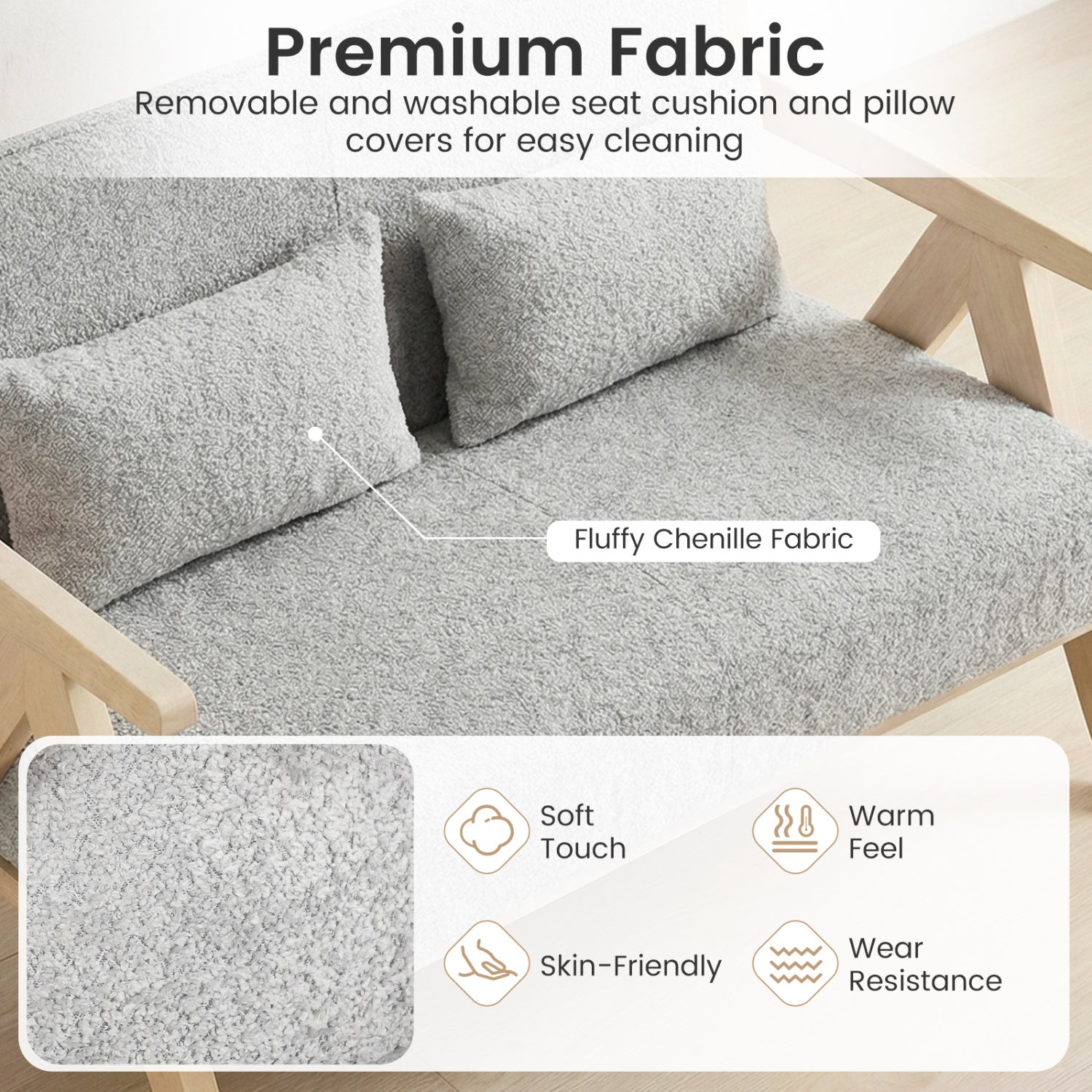 Loveseat Sofa, Rubber Wood Frame, Padded Seat, Gray Sofas & Loveseats at Gallery Canada
