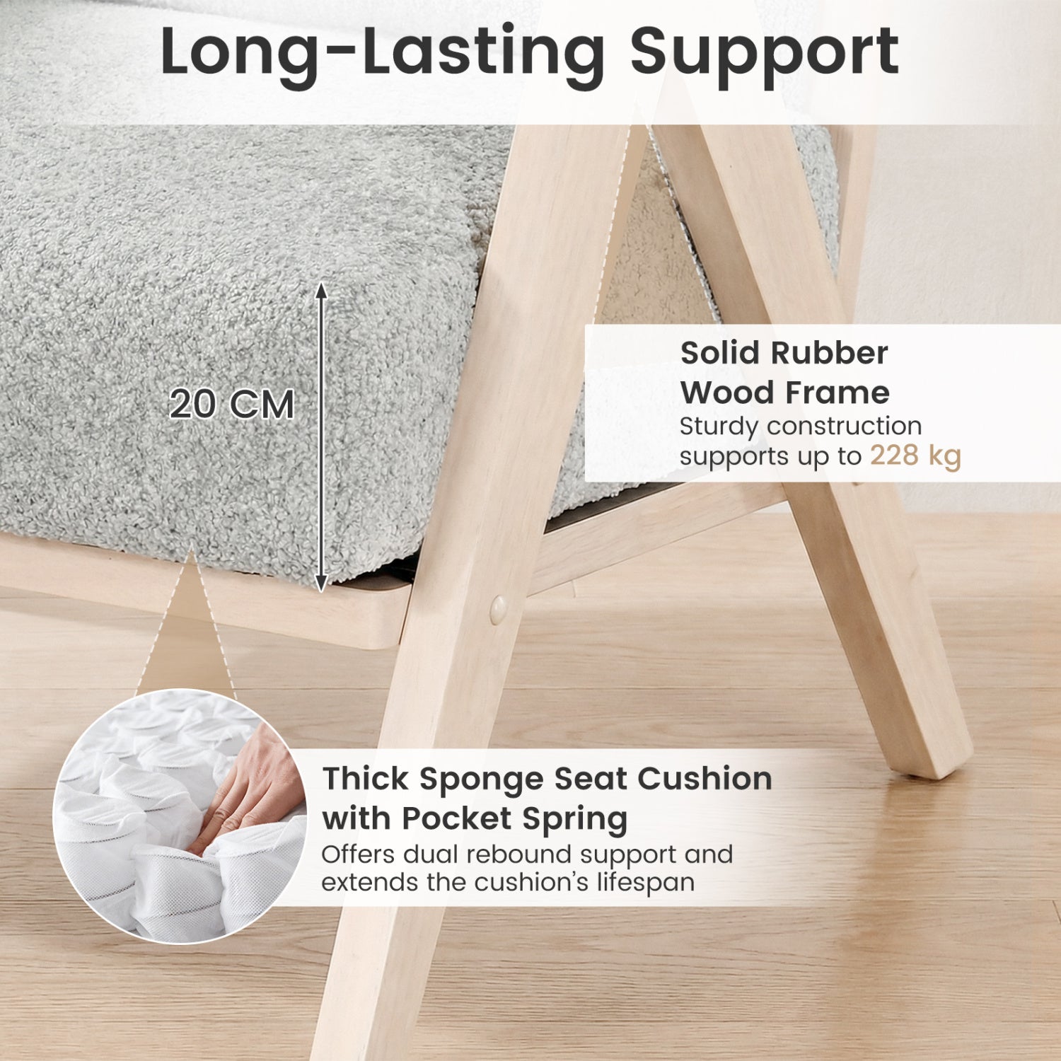 Loveseat Sofa, Rubber Wood Frame, Padded Seat, Gray Sofas & Loveseats at Gallery Canada