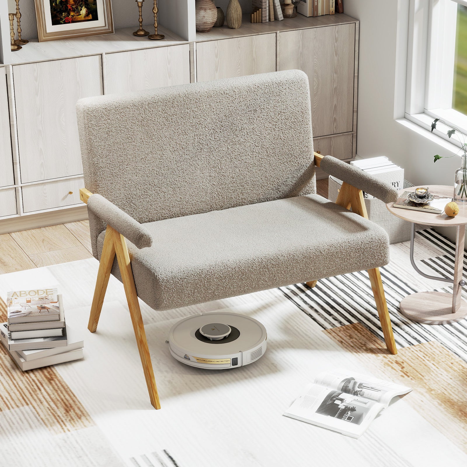 Loveseat Sofa with Armrests and Wooden Legs, Gray Sofas & Loveseats at Gallery Canada