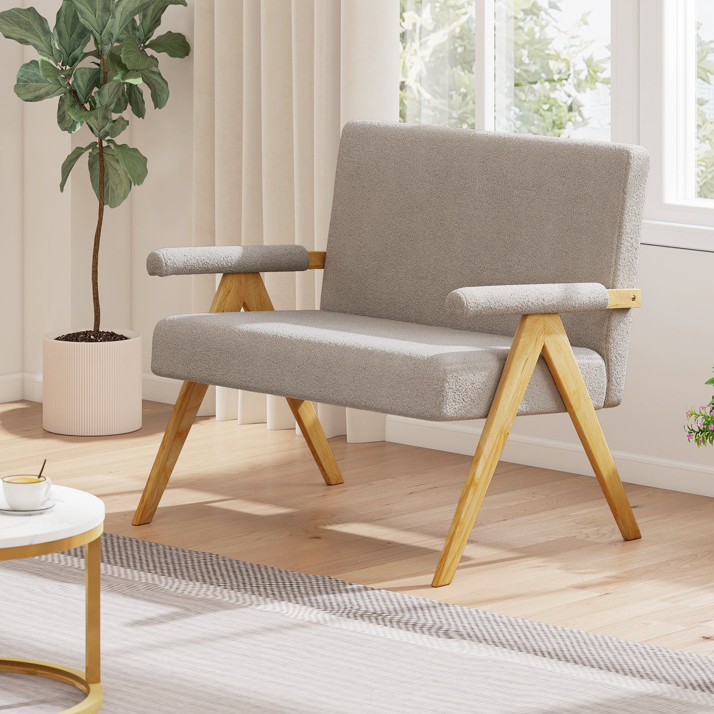 Loveseat Sofa with Armrests and Wooden Legs, Gray Sofas & Loveseats at Gallery Canada