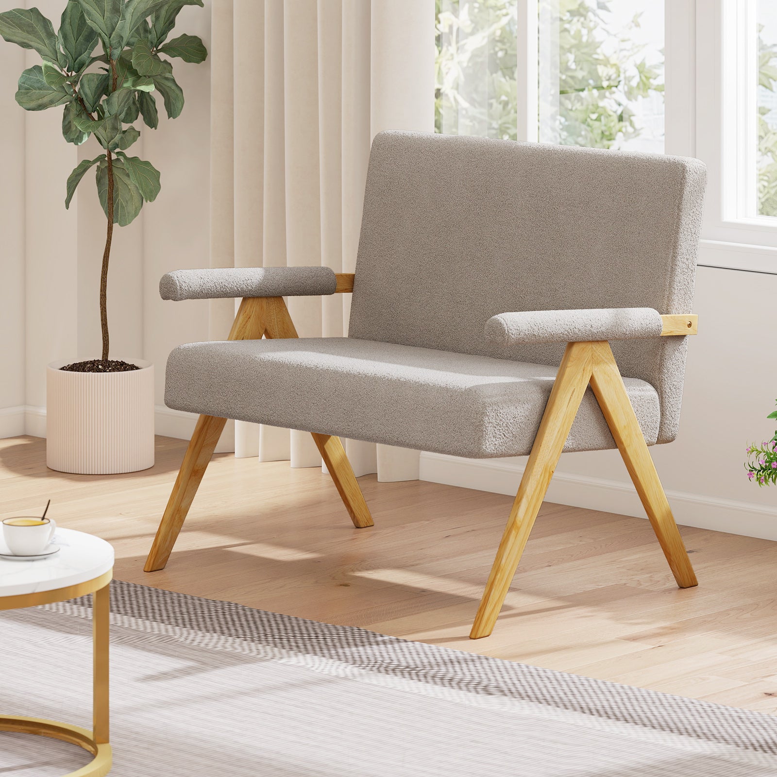 Loveseat Sofa with Armrests and Wooden Legs, Gray Sofas & Loveseats at Gallery Canada