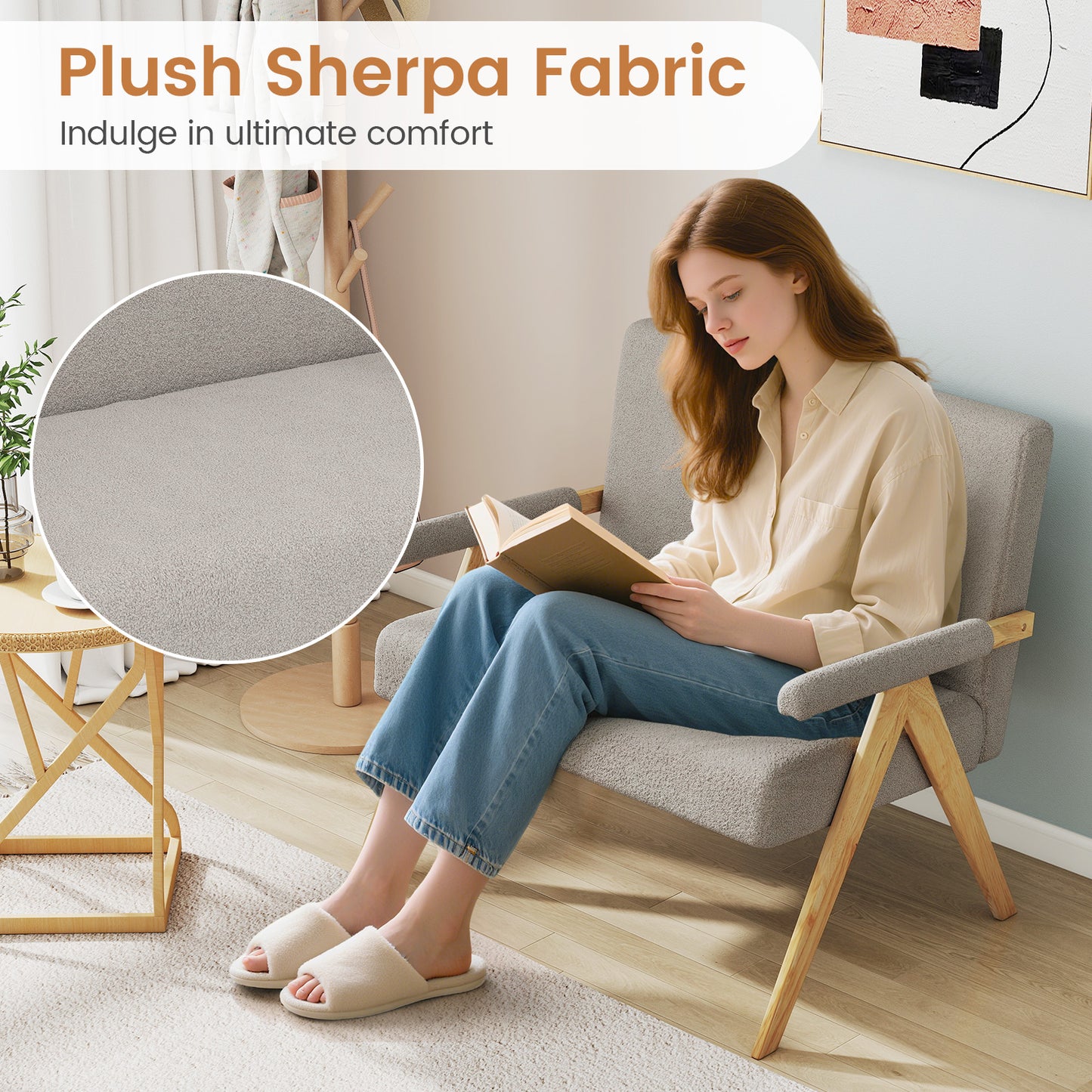 Loveseat Sofa with Armrests and Wooden Legs, Gray Sofas & Loveseats at Gallery Canada