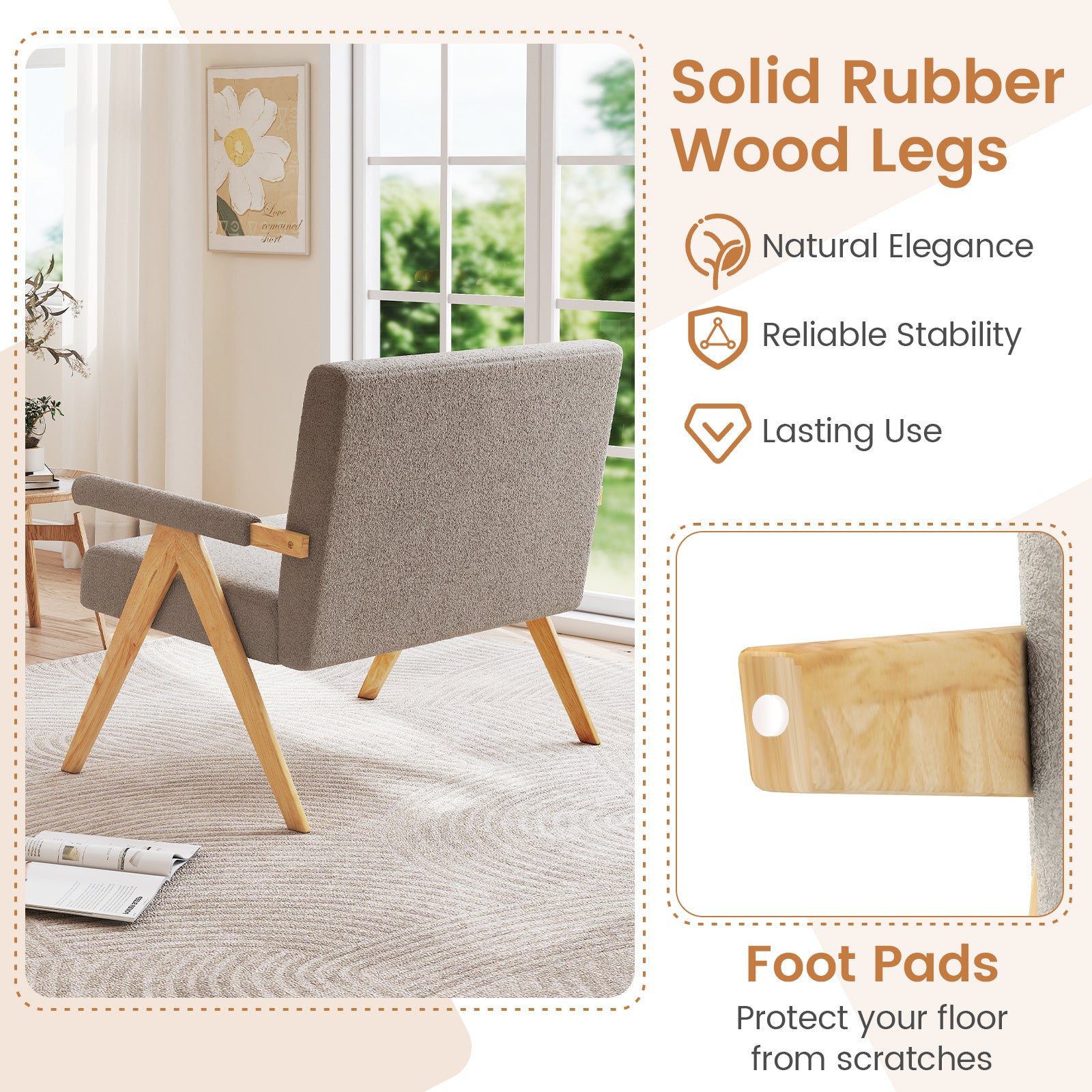 Loveseat Sofa with Armrests and Wooden Legs, Gray Sofas & Loveseats at Gallery Canada