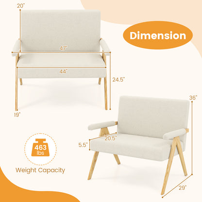 Loveseat Sofa with Armrests and Wooden Legs, Beige Sofas & Loveseats at Gallery Canada