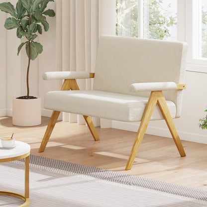 Loveseat Sofa with Armrests and Wooden Legs, Beige Sofas & Loveseats at Gallery Canada