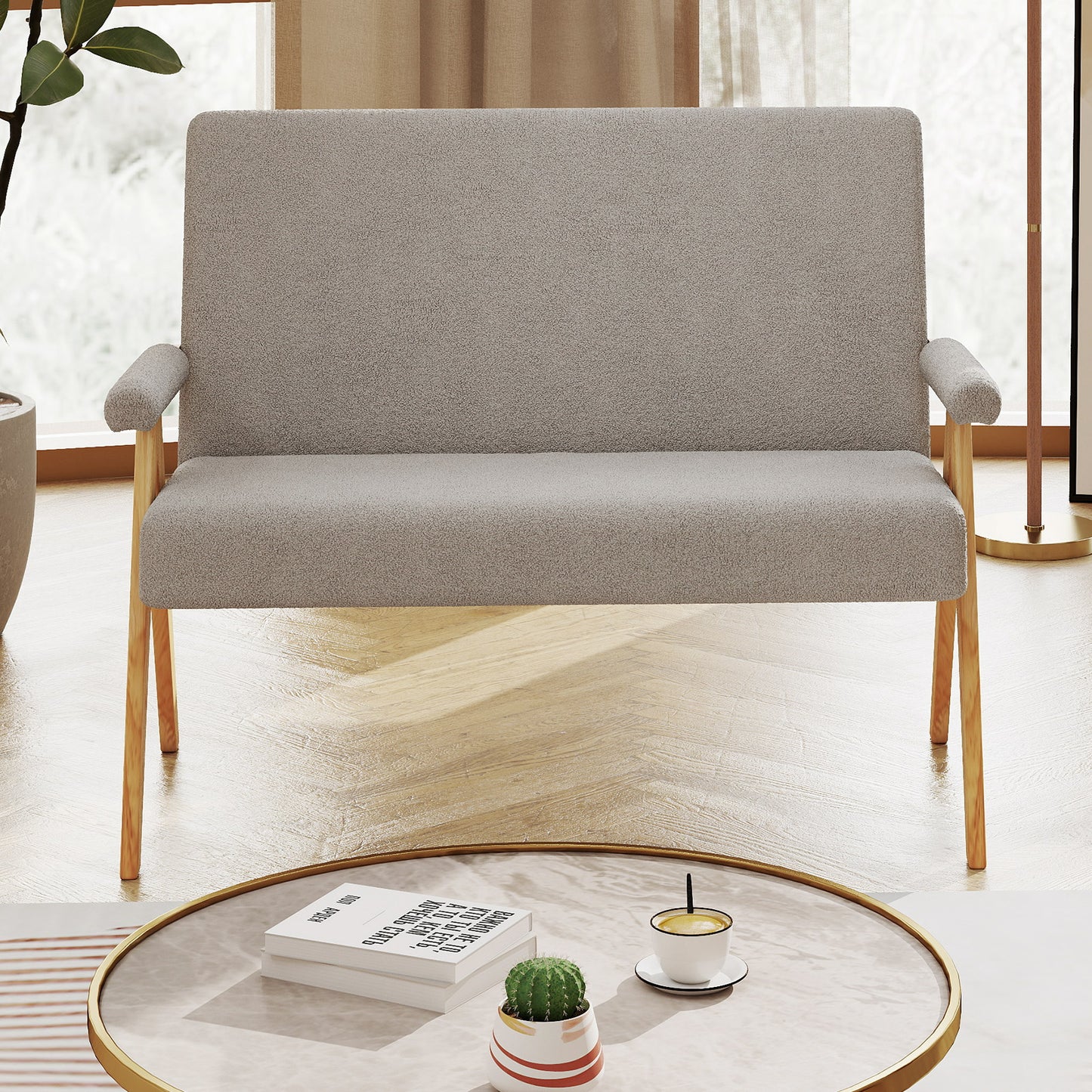 Loveseat Sofa With Armrests, Wooden Legs, Gray Sofas & Loveseats at Gallery Canada