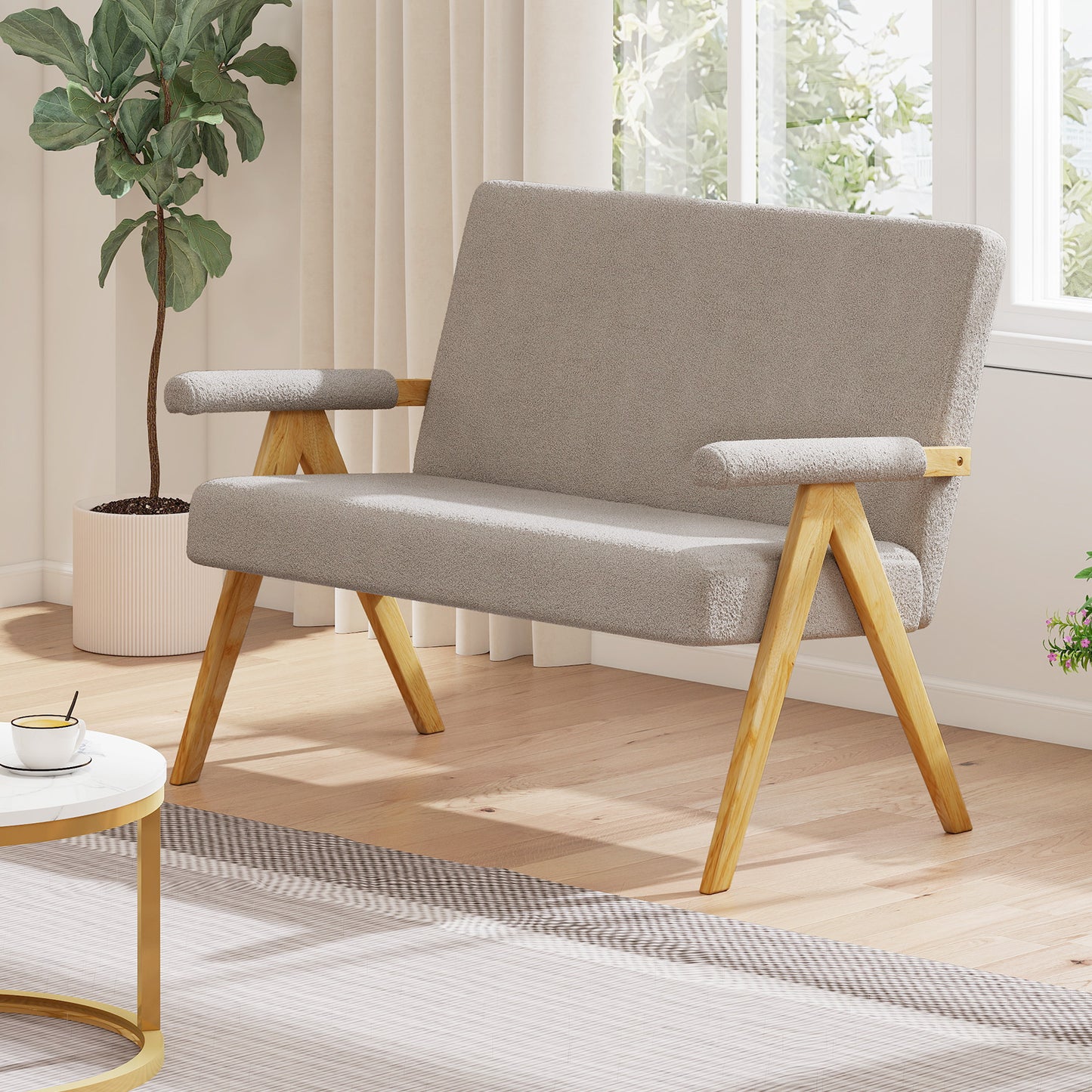 Loveseat Sofa With Armrests, Wooden Legs, Gray Sofas & Loveseats at Gallery Canada