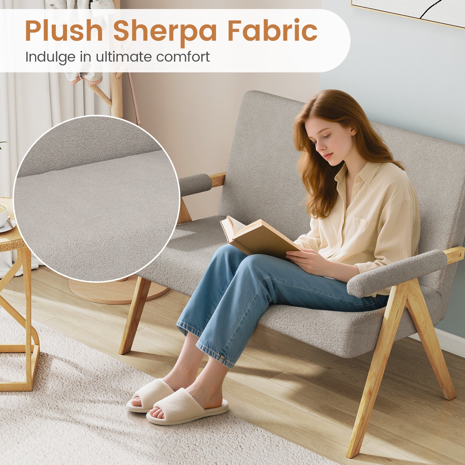 Loveseat Sofa With Armrests, Wooden Legs, Gray Sofas & Loveseats at Gallery Canada