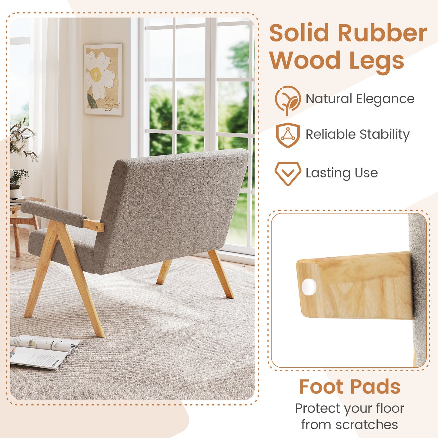 Loveseat Sofa With Armrests, Wooden Legs, Gray Sofas & Loveseats at Gallery Canada