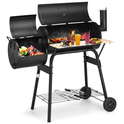 Outdoor BBQ Grill Steel Barbecue Cooker Firebox, Black Outdoor Grills Black at Gallery Canada