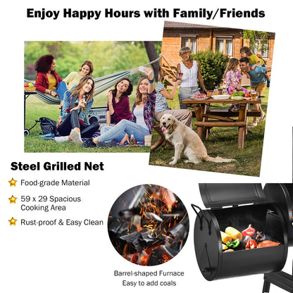 Outdoor BBQ Grill Steel Barbecue Cooker Firebox, Black Outdoor Grills at Gallery Canada