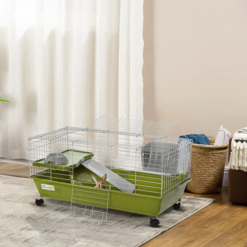 Small Animal Cage, Rolling Bunny Cage, Guinea Pig Cage, Green