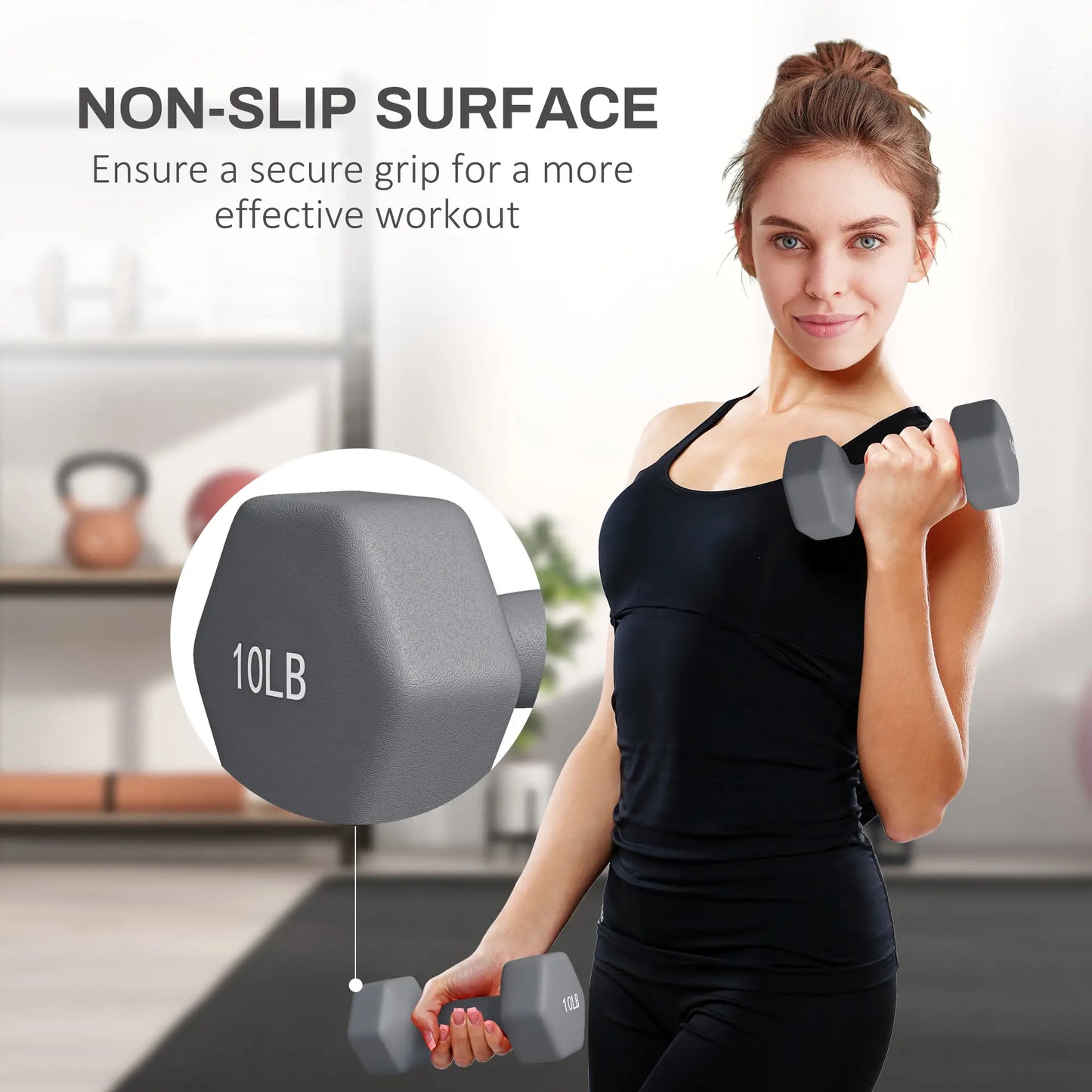 Hexagonal Dumbbells, 10LBS Set of 2, Non-Slip Grip Dumbbells & Barbells at Gallery Canada