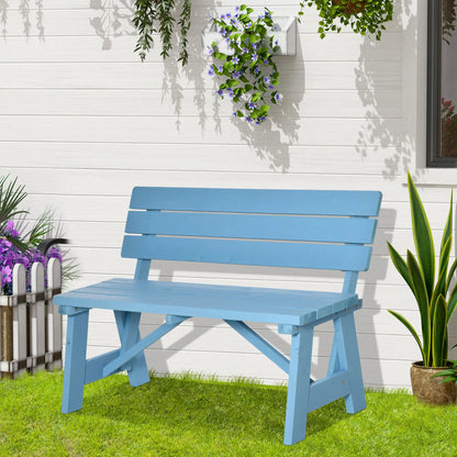 Wooden Garden Bench, 2-Person Patio Loveseat, Outdoor Furniture, Blue Outdoor Benches at Gallery Canada