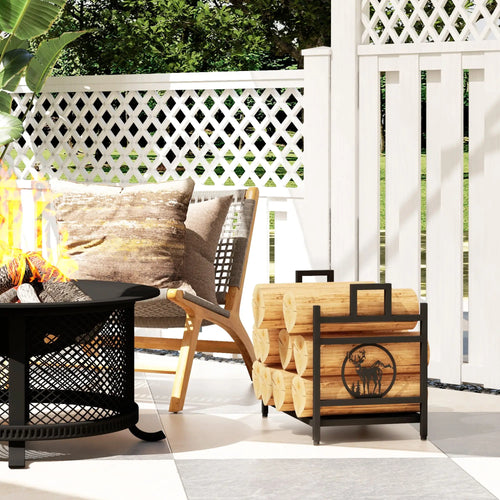 Decorative Firewood Rack, Steel Log Holder, 19.7