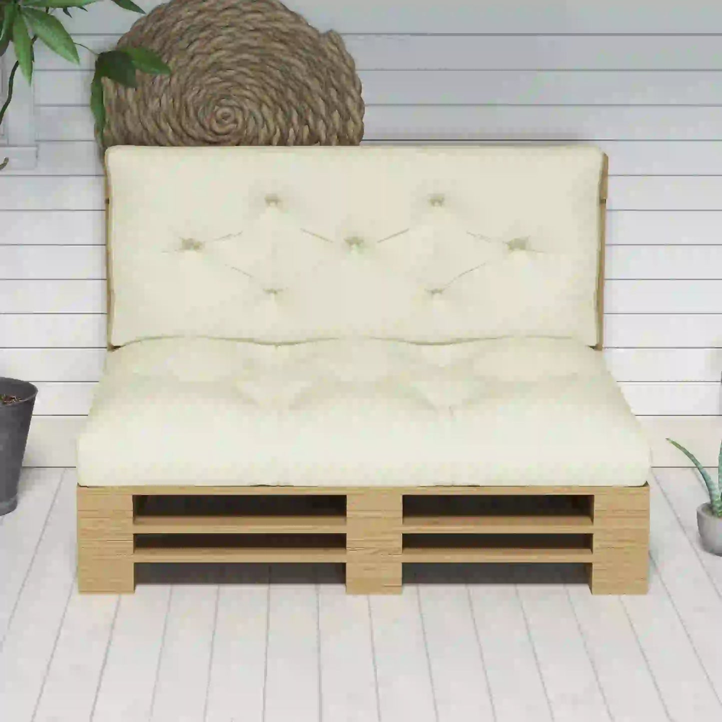 2 Seater 5" Thick Outdoor Seat Cushions, Cream White Patio Chair Cushions at Gallery Canada