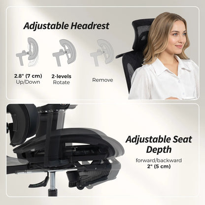Ergonomic Mesh Office Chair, High Back, Lumbar Support, Black Task Chairs at Gallery Canada