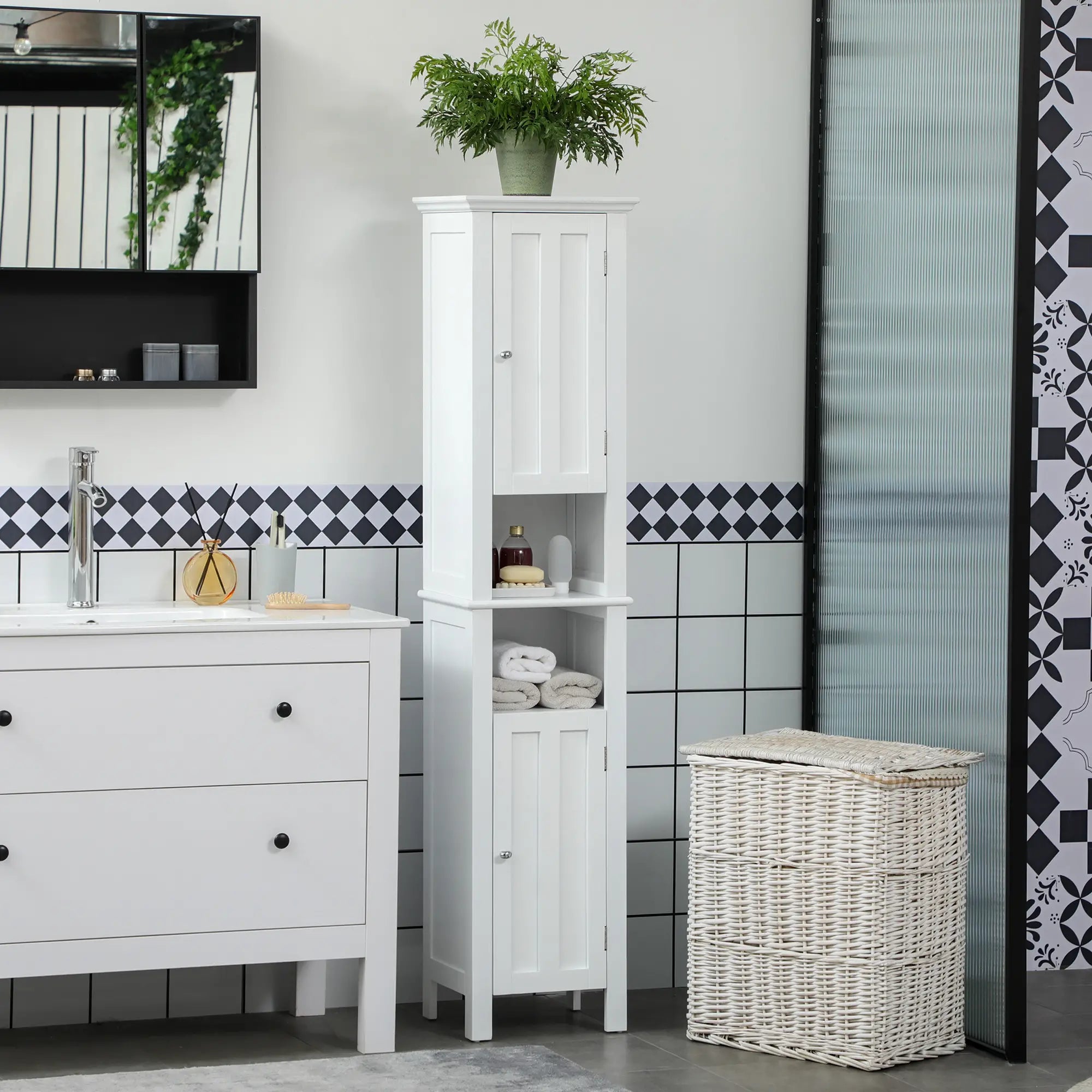 Freestanding Bathroom Cabinet, Open Shelves, 13.8