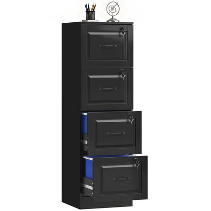 4 Drawer File Cabinet With Lock, Adjustable Hanging Bars, Black Office Cabinets & Cupboards at Gallery Canada
