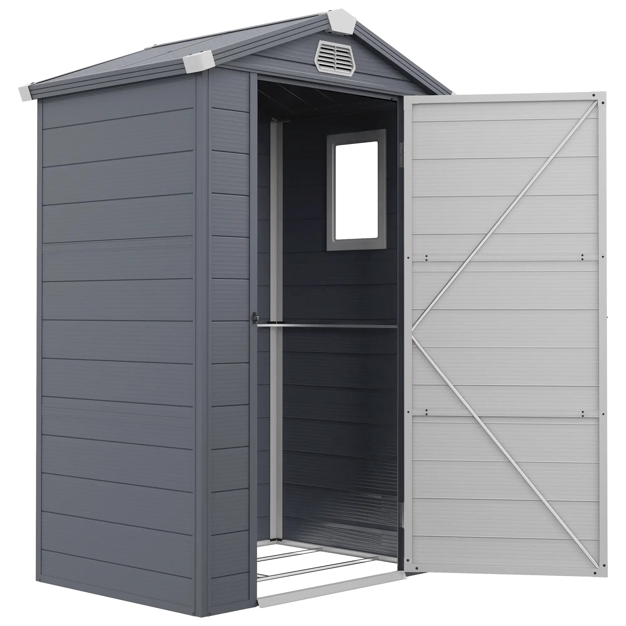 4.4' X 3.3' Plastic Garden Storage Shed, Grey Sheds Grey at Gallery Canada