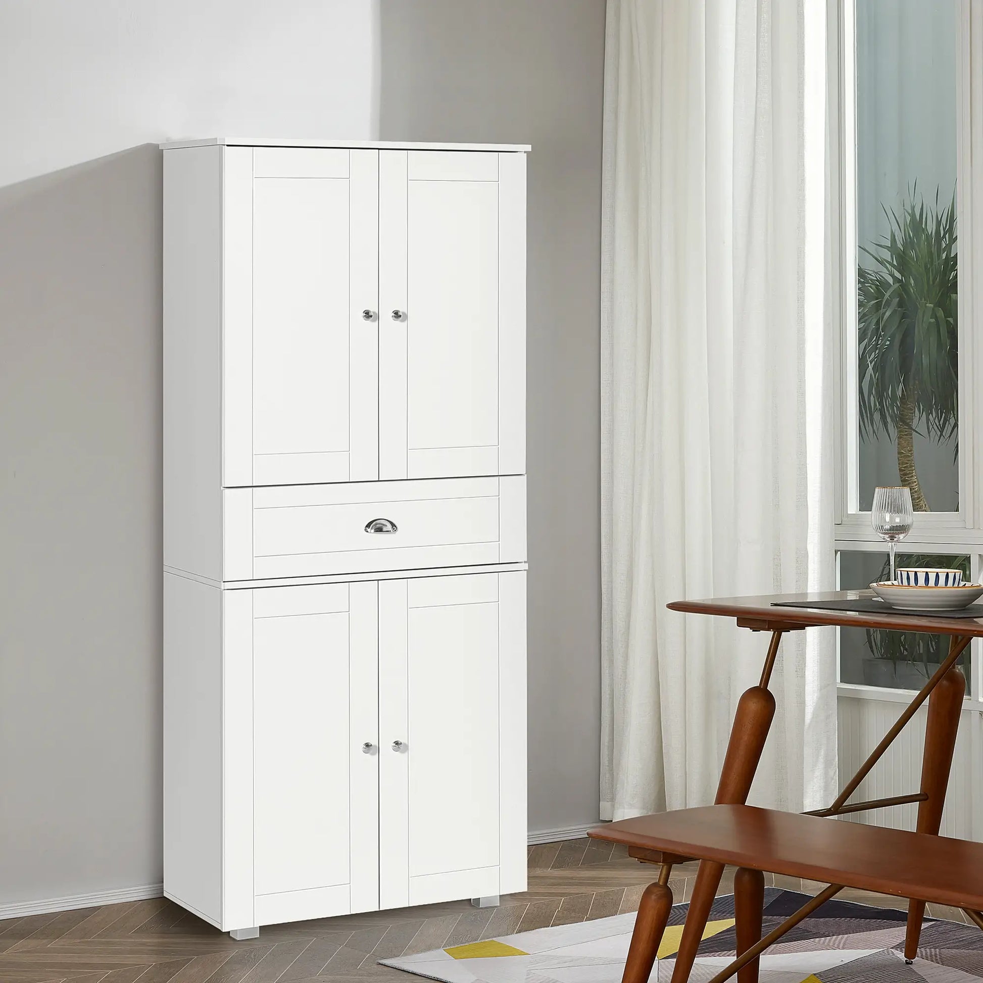 72" Kitchen Pantry Cabinet, 4 Doors, 3 Adjustable Shelves, White Kitchen Pantry Cabinets at Gallery Canada