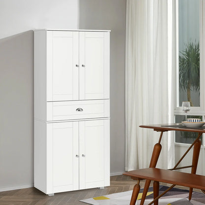 72" Kitchen Pantry Cabinet, 4 Doors, 3 Adjustable Shelves, White Kitchen Pantry Cabinets at Gallery Canada