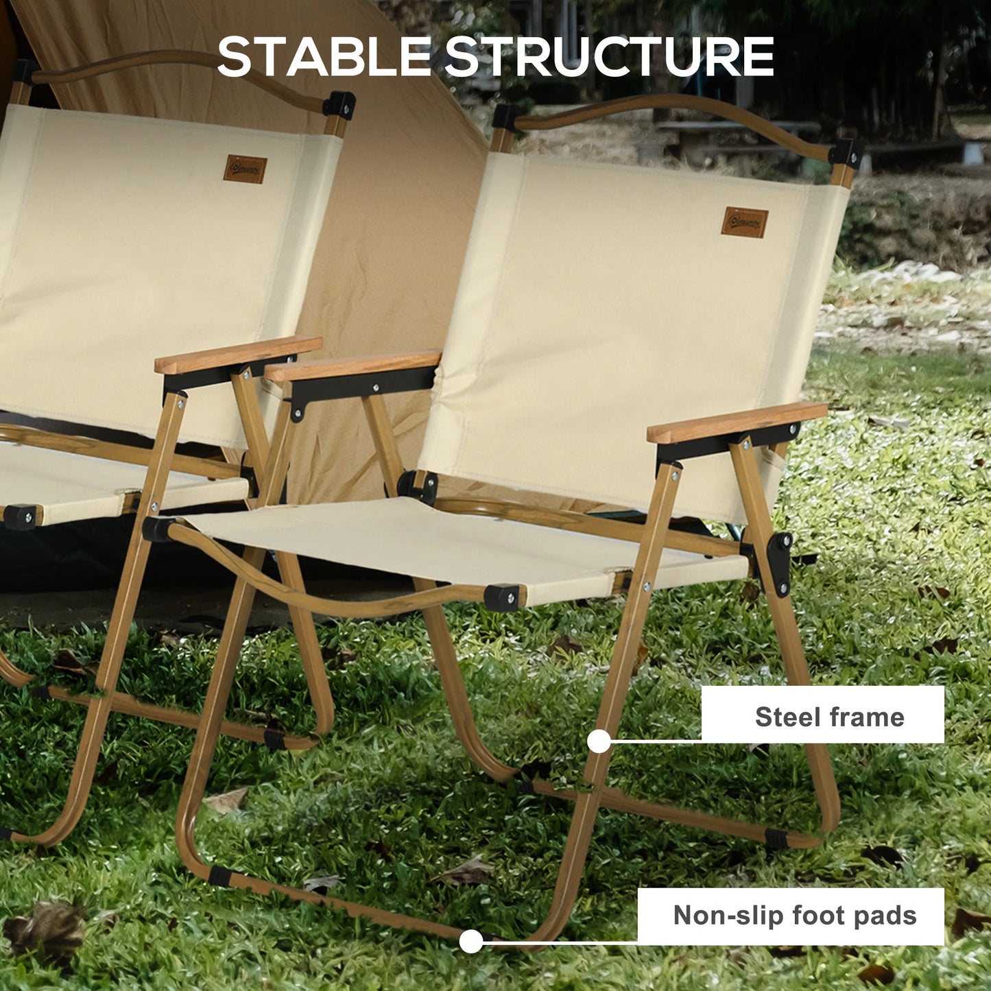 Set of 2 Lightweight Folding Camping Chairs, Portable, Beige Picnic Tables & Camping Chairs at Gallery Canada