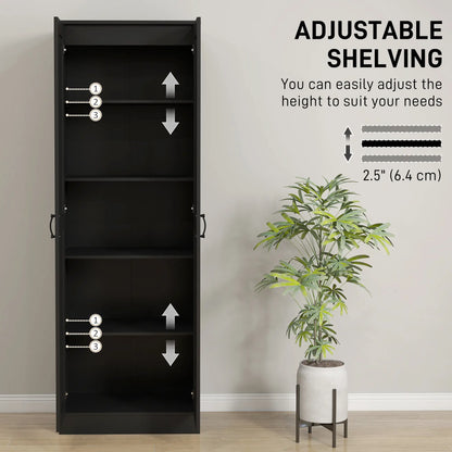 69" Tall Pantry Cabinet, Adjustable Shelves, Soft Close Doors, Black Kitchen Pantry Cabinets at Gallery Canada